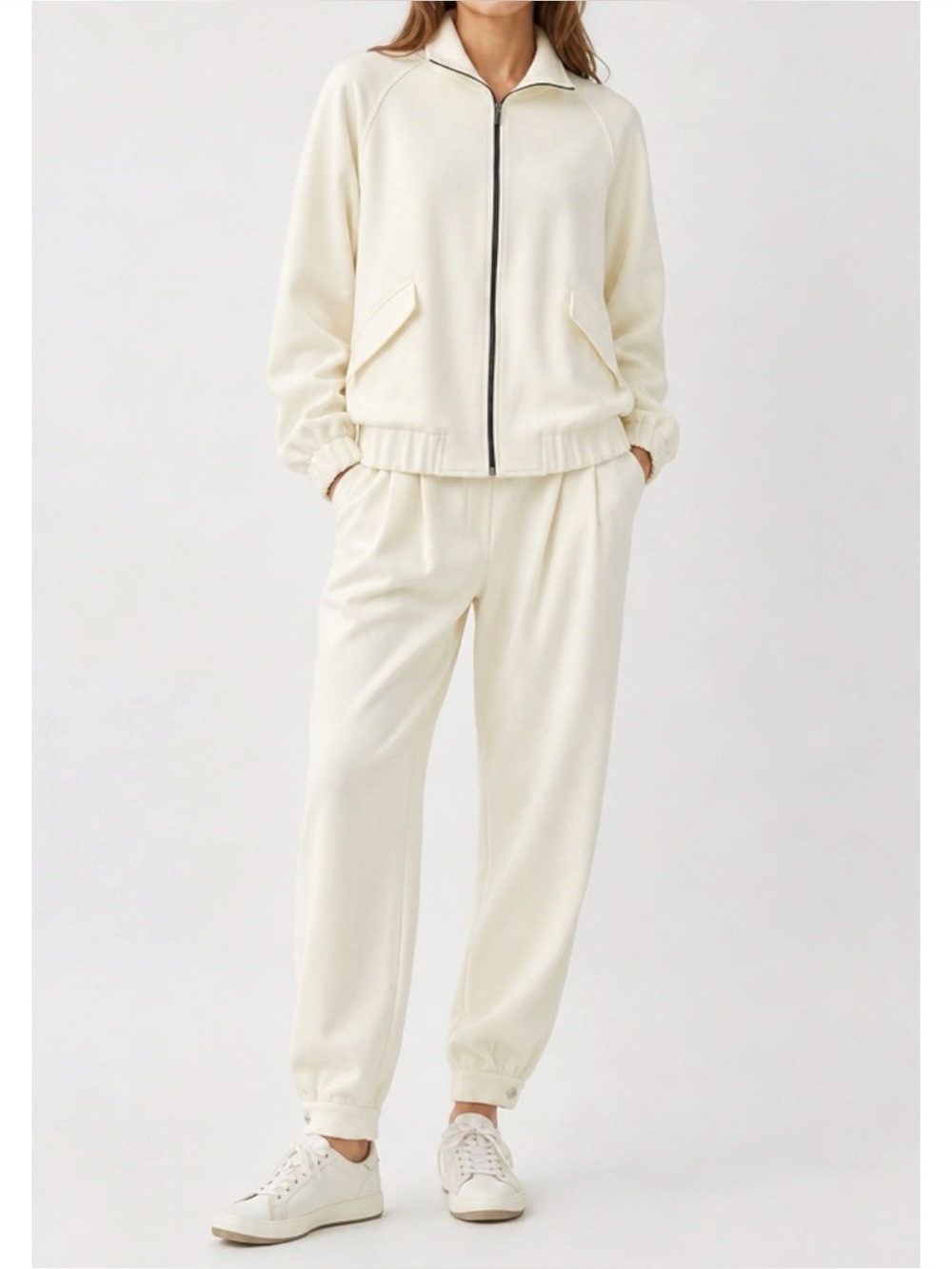 LILYSILK Silkerry Silk-Wool Sweat Pants With Pockets, Natural White, 2 (US)